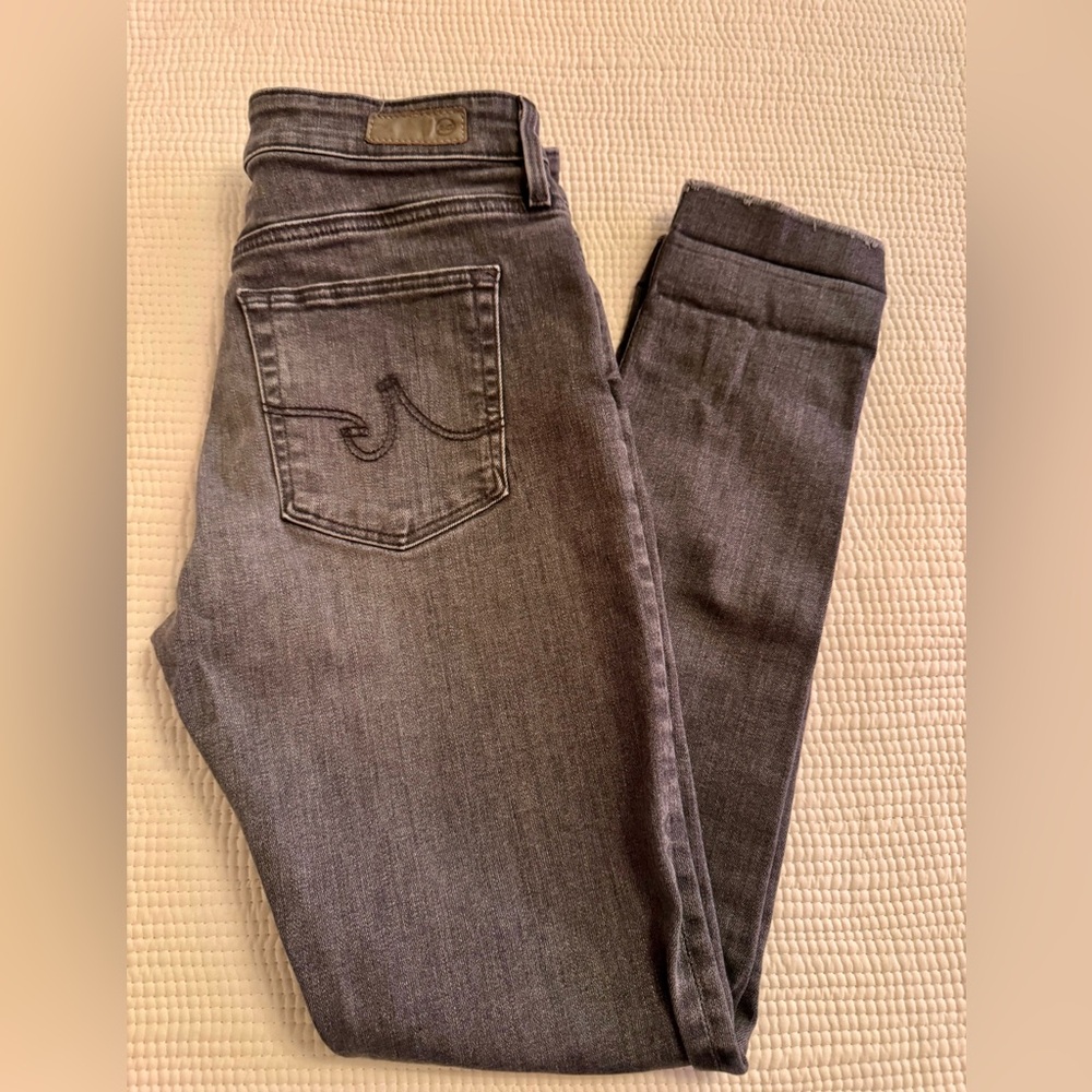 AG Adriano Goldschmied Charcoal Farrah High Rise Skinny Ankle